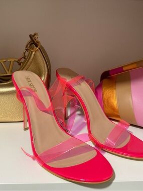 House of CB Hot Pink Lucite Strap Stiletto Heels